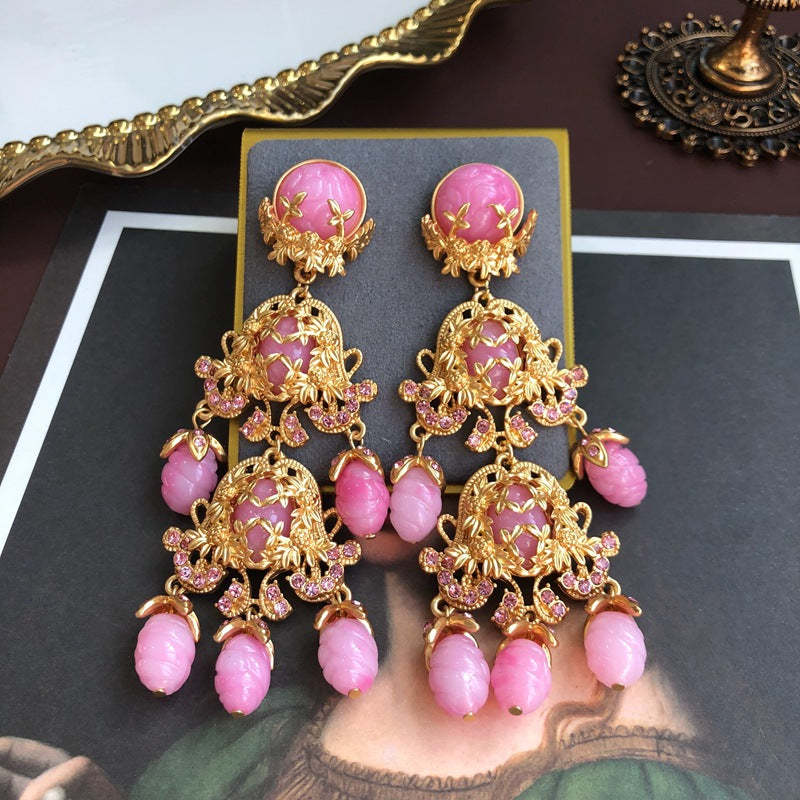 Vintage Classic Pendant Pink Akoya Pearls Luxurious 18k Vermeil Gold Plated Necklace Earring Jewelry Set | Mix Mix Style-Mix MIx Style
