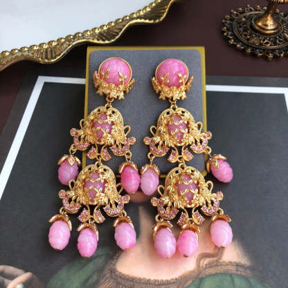 Vintage Classic Pendant Pink Akoya Pearls Luxurious 18k Vermeil Gold Plated Necklace Earring Jewelry Set | Mix Mix Style-Mix MIx Style