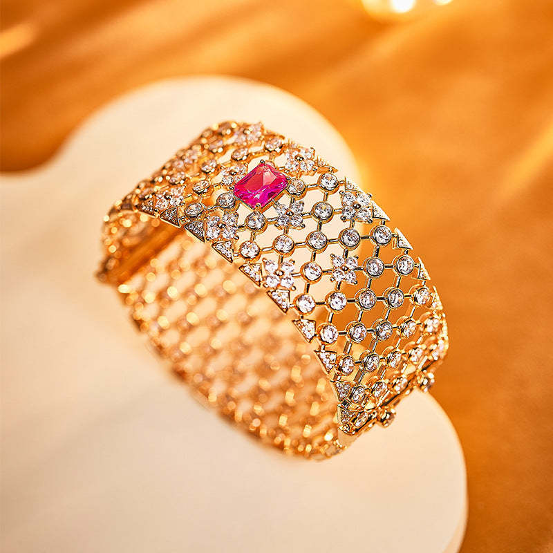 Foreign trade cross-border new dewdrop bracelet with gold-plated hollow lace design elastic buckle retro luxury ladies bracelet-Mix MIx Style