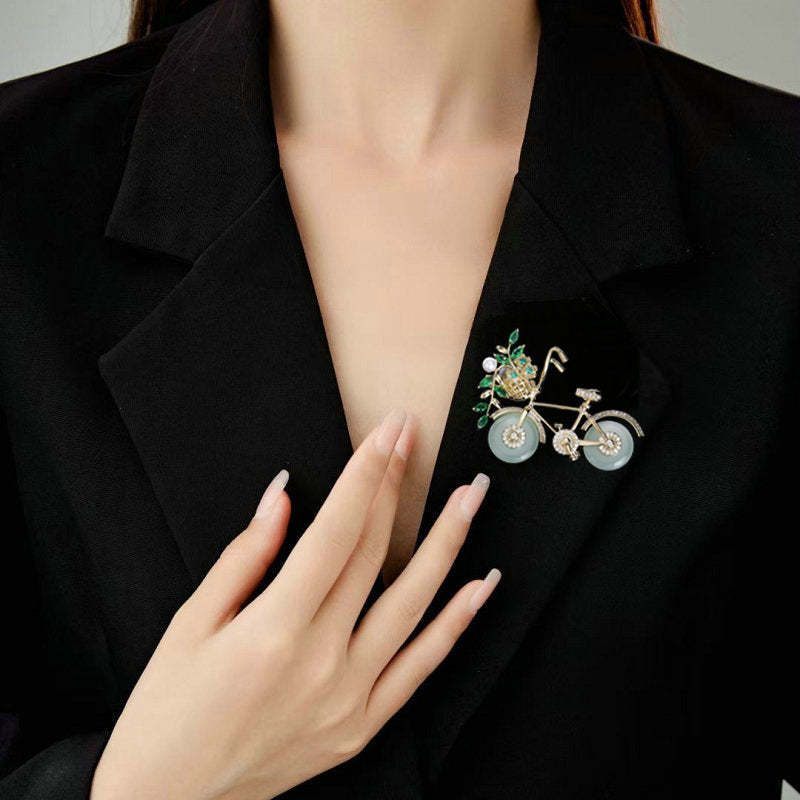 New niche autumn and winter clothing coats and overcoats suit accessories corsage female pins creative design bicycle brooch-Mix MIx Style