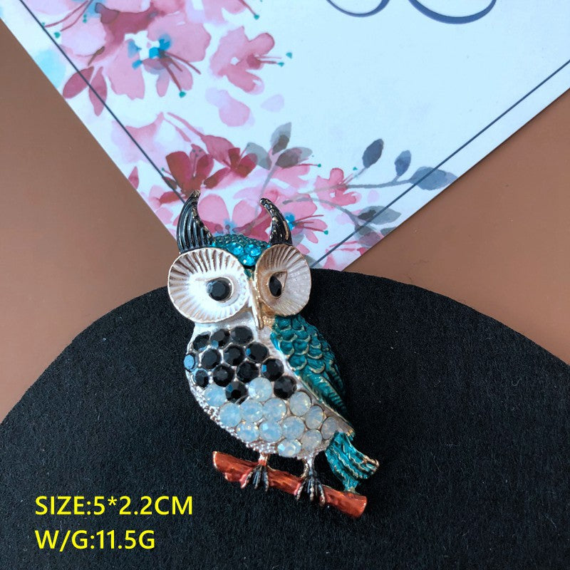 Colorful Diamond drop glaze brooch pin cute animals owl, panda, swan, elephant | Mix Mix Style [Hot Seller]-Mix MIx Style