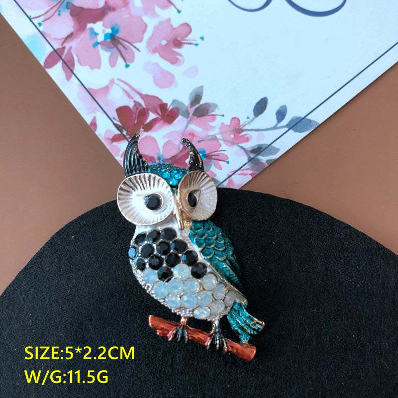 Colorful Diamond drop glaze brooch pin cute animals owl, panda, swan, elephant | Mix Mix Style [Hot Seller]-Mix MIx Style