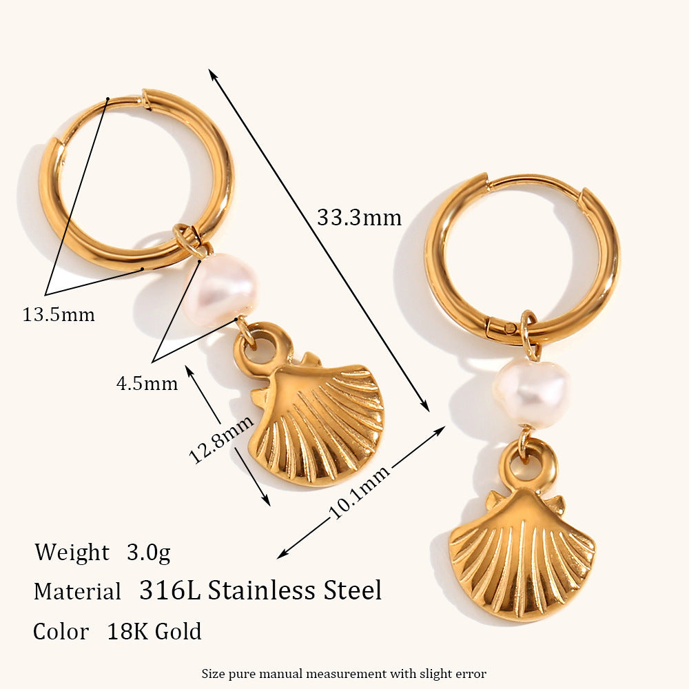 Seashell Retro Classic Akoya Pearl Pendant Luxury 18k Vermeil Gold Plated Necklace Earring Jewelry Set | Mix Mix Style-Mix MIx Style