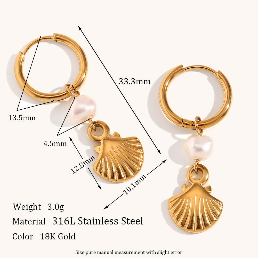 Seashell Retro Classic Akoya Pearl Pendant Luxury 18k Vermeil Gold Plated Necklace Earring Jewelry Set | Mix Mix Style-Mix MIx Style