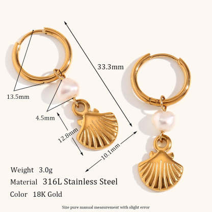 Seashell Retro Classic Akoya Pearl Pendant Luxury 18k Vermeil Gold Plated Necklace Earring Jewelry Set | Mix Mix Style-Mix MIx Style