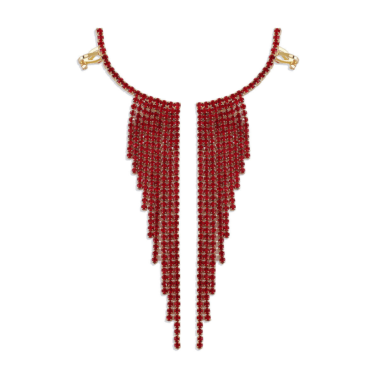 Red - White - Blue Dazzling Tassel Moissanite Diamonds Luxury 18k White Gold Plated Drop Earrings | Mix Mix Style-Mix MIx Style