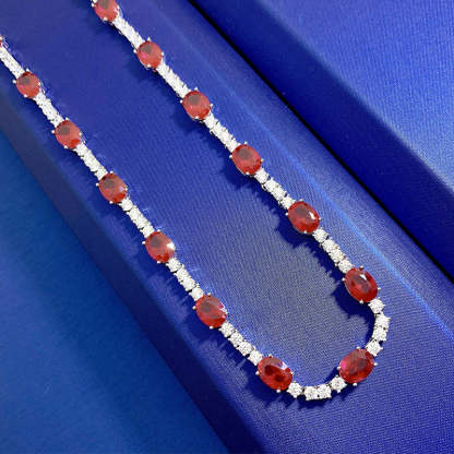 Ocean Blue & White Vintage Retro Round Cut Diamonds Luxury 18k Gold Plated Necklace Jewelry | Mix Mix Style-Mix MIx Style