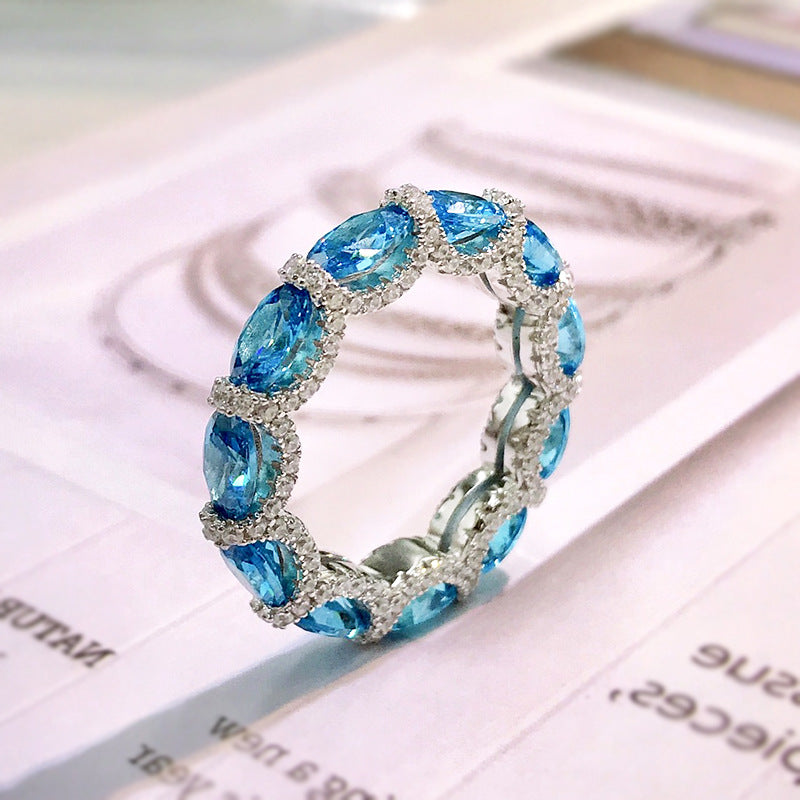 Vibrant Blue Vintage Pendant Oval Cut Diamonds Luxury 18k Gold Plated For Necklace Jewelry | Mix Mix Style-Mix MIx Style