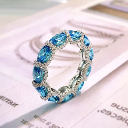 Vibrant Blue Vintage Pendant Oval Cut Diamonds Luxury 18k Gold Plated For Necklace Jewelry | Mix Mix Style-Mix MIx Style
