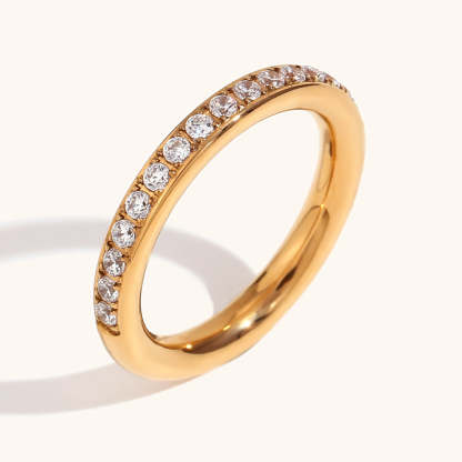 3 Set Style Retro Classic Round White Diamond Elegant Dainty  18k Vermeil Gold Plated Ring Jewelry | Mix Mix Style-Mix MIx Style
