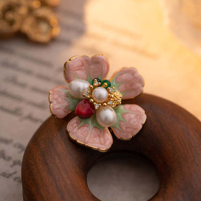 Natural pearl brooch female fritillary flowers fresh pastoral style 2024 spring and summer corsage high-end temperament clothing-Mix MIx Style