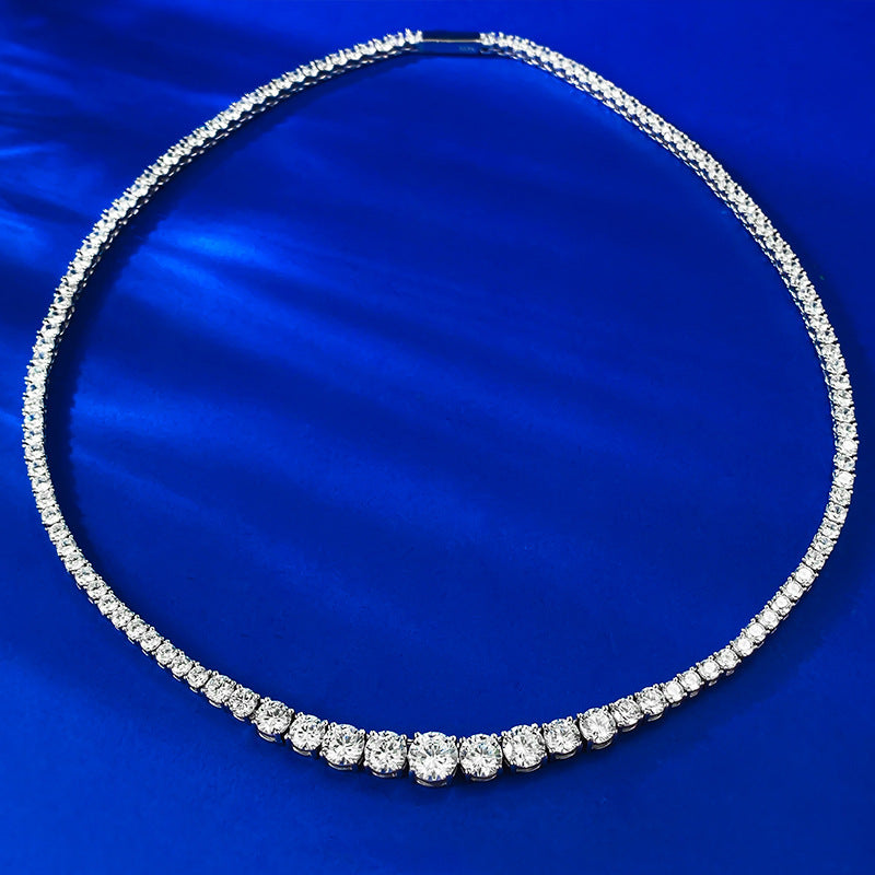 White Retro Classic Round Cut Diamonds Luxury 18k White Gold Plated Choker Necklace Jewelry | Mix Mix Style-Mix MIx Style