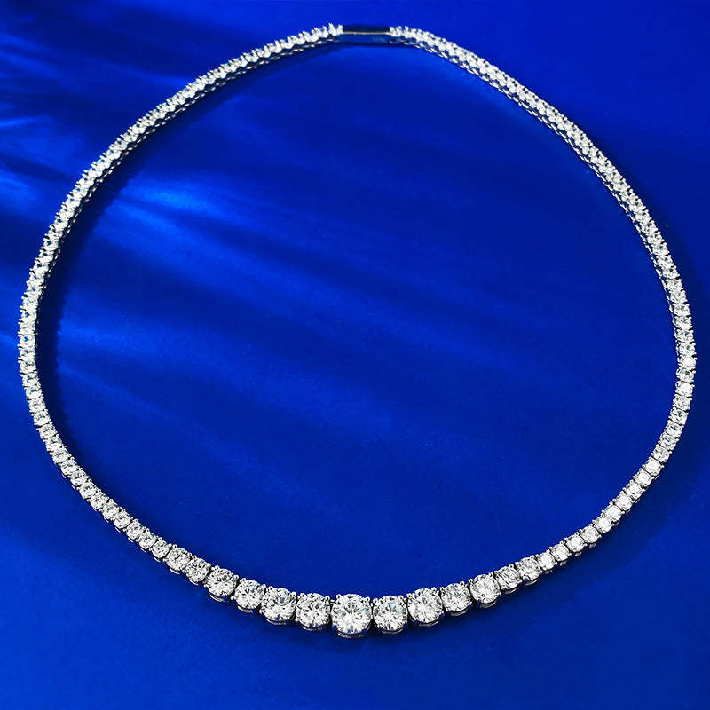 White Retro Classic Round Cut Diamonds Luxury 18k White Gold Plated Choker Necklace Jewelry | Mix Mix Style-Mix MIx Style