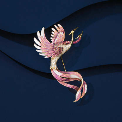 Retro Chinese style elegant clothing dress accessories high-end enamel corsage gradient color phoenix brooch-Mix MIx Style