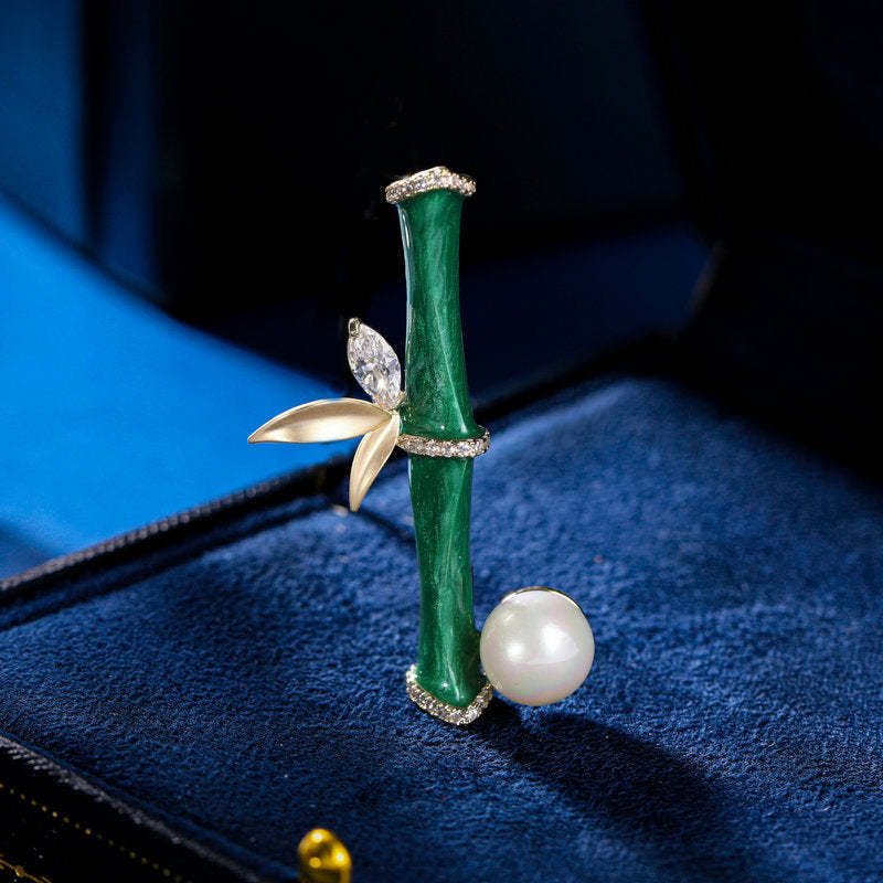 Bamboo brings peace, national trend, retro bamboo brooch, female festival, high national style cheongsam pin, collar decoration, autumn and winter clothing-Mix MIx Style