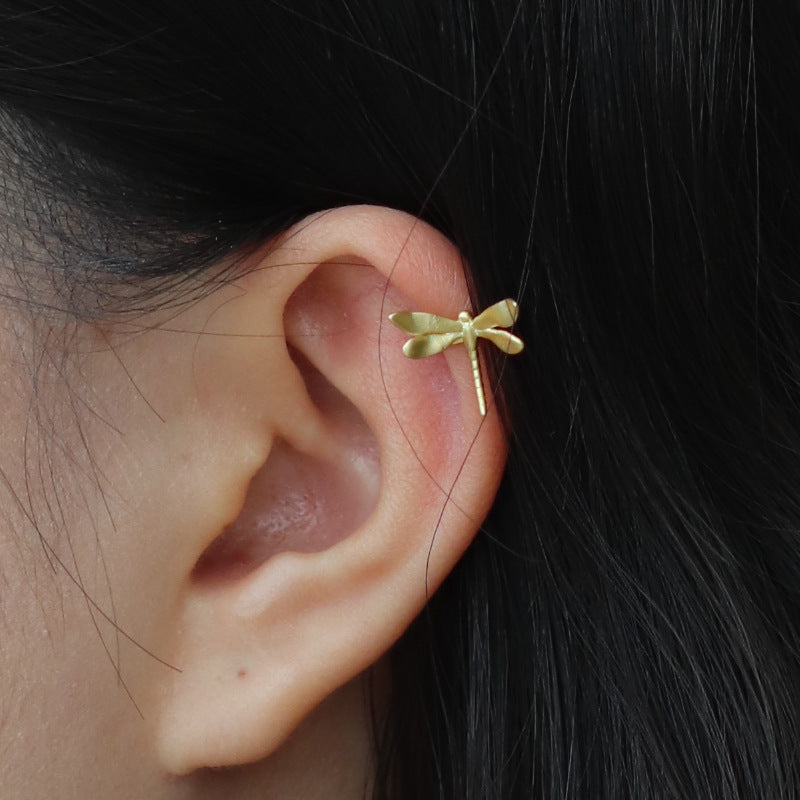 Looking for original design S925 sterling silver mini pierced, beautiful and fresh dragonfly ear bone clip earrings-Mix MIx Style