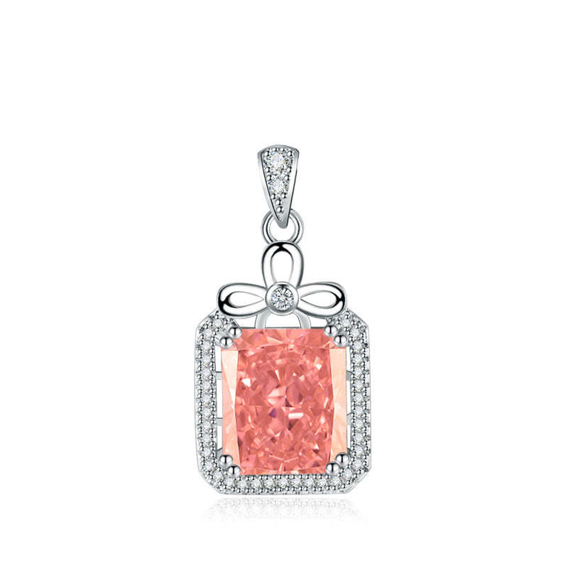 Pink Dainty Dazzling Radiant Cut Moissanite Diamond 3ct Pendant Retro 