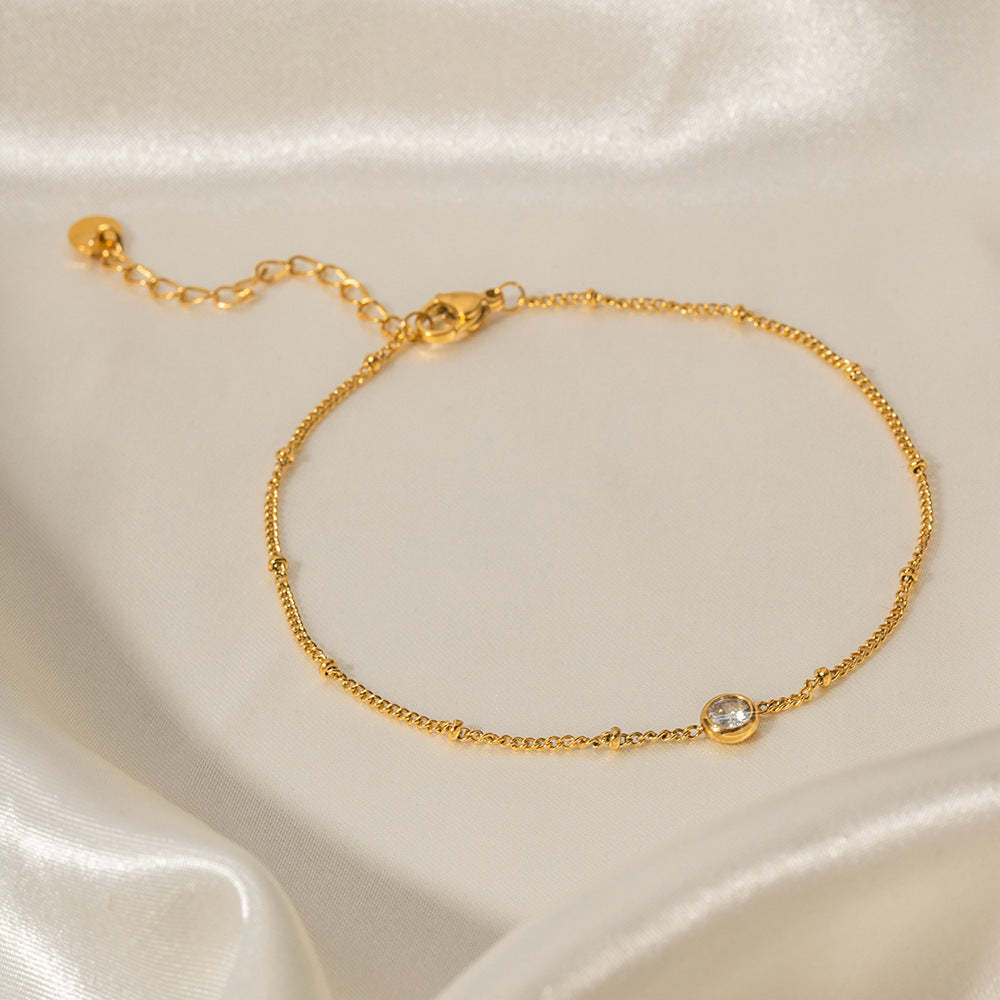 Retro 18K Gold Plated White Moissanite Diamond Anklet | Mix Mix Style-Mix MIx Style
