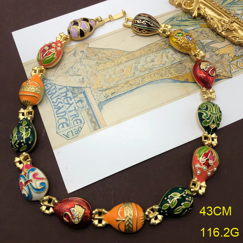 Colorful enamel glaze plated real gold matte gold bracelet necklace earrings gemstone set  | Mix Mix Style [Hot Seller]-Mix MIx Style