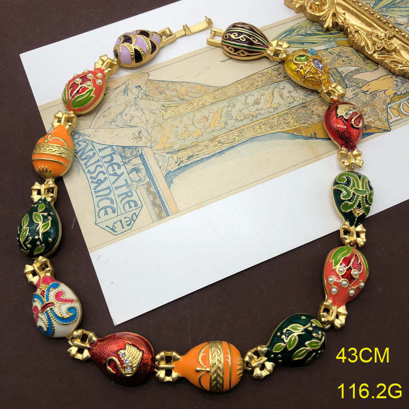 Colorful enamel glaze plated real gold matte gold bracelet necklace earrings gemstone set  | Mix Mix Style [Hot Seller]-Mix MIx Style