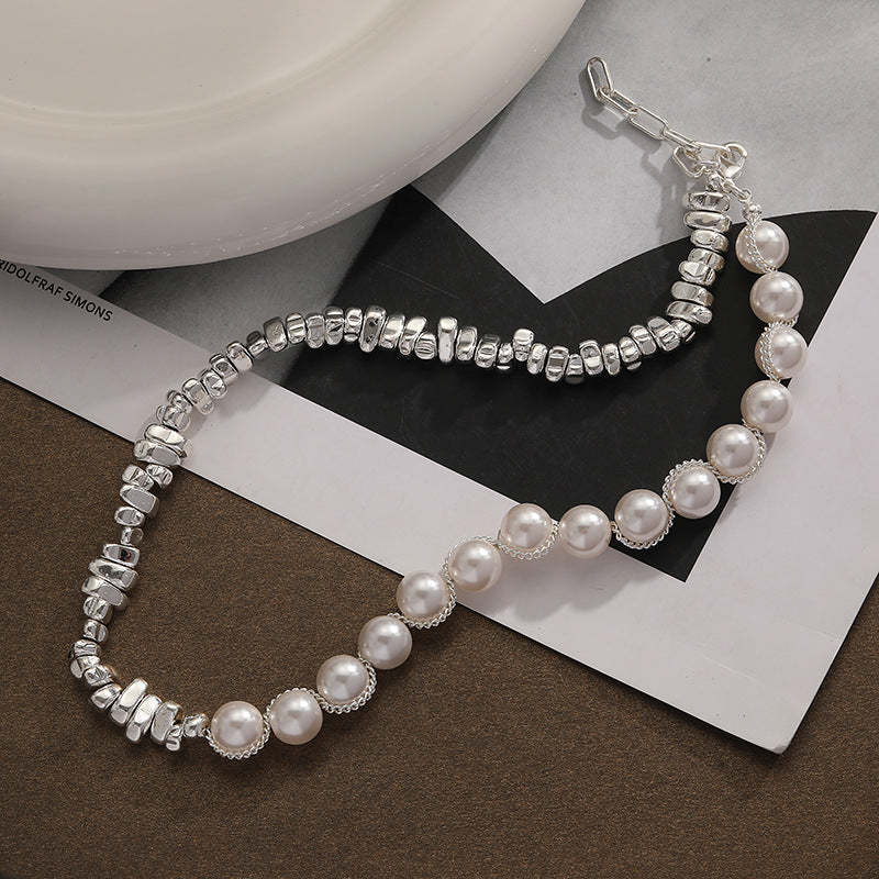 Dazzling Retro Pendant Akoya Pearl and Silver Beads 18k White Gold Plated Necklace Bracelet Earrings Jewelry Set | Mix Mix Style-Mix MIx Style