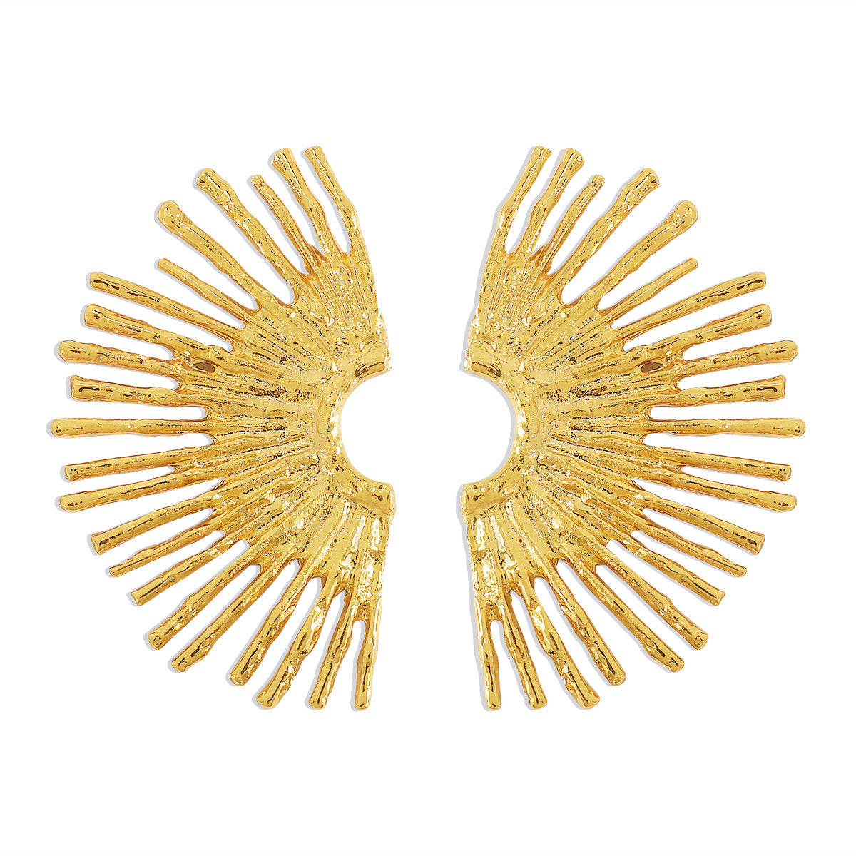 Fan Shaped Timeless Trendy Elegant 18k Vermeil/White Gold Plated Stud Earrings | Mix Mix Style-Mix MIx Style