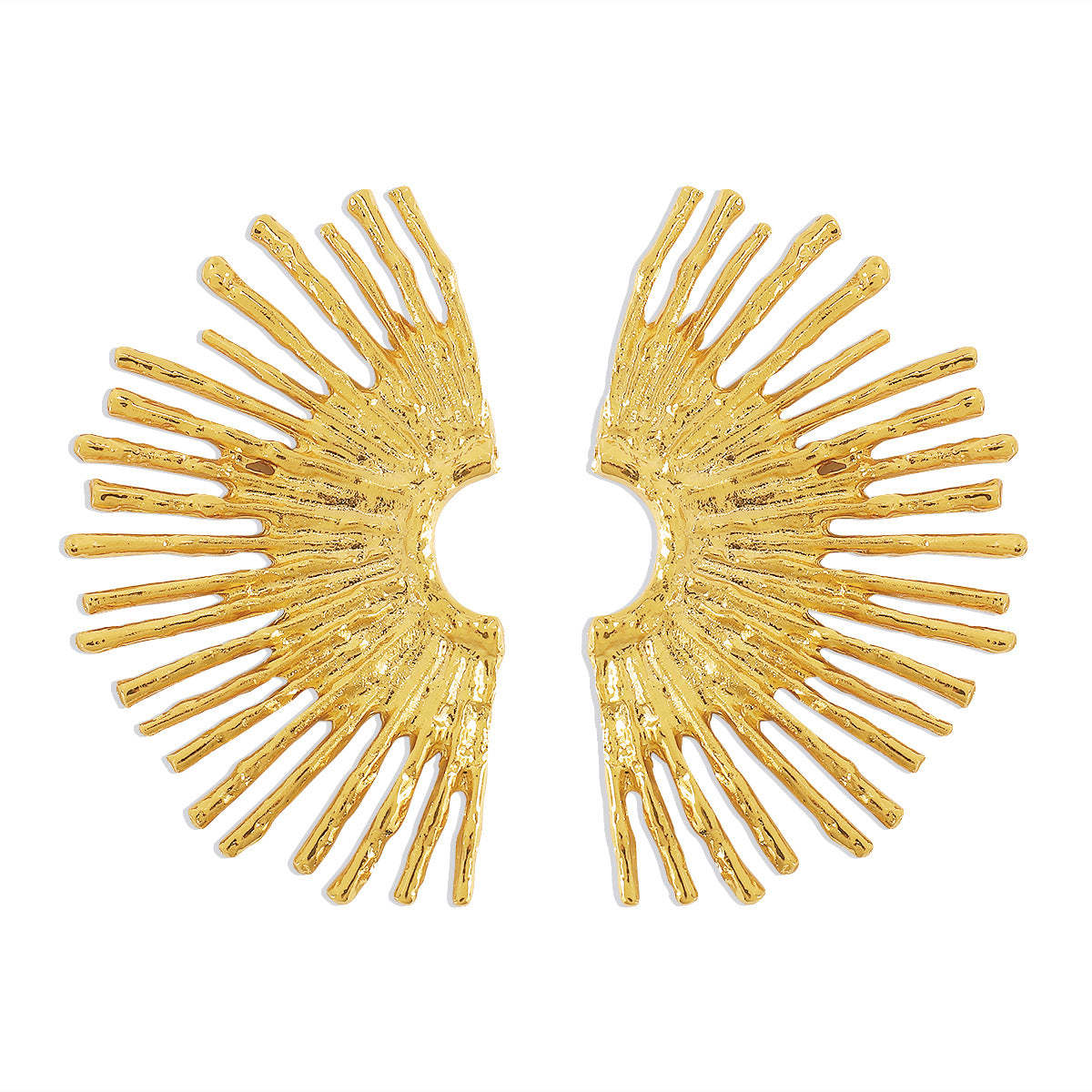 Fan Shaped Timeless Trendy Elegant 18k Vermeil/White Gold Plated Stud Earrings | Mix Mix Style-Mix MIx Style