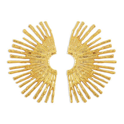 Fan Shaped Timeless Trendy Elegant 18k Vermeil/White Gold Plated Stud Earrings | Mix Mix Style-Mix MIx Style