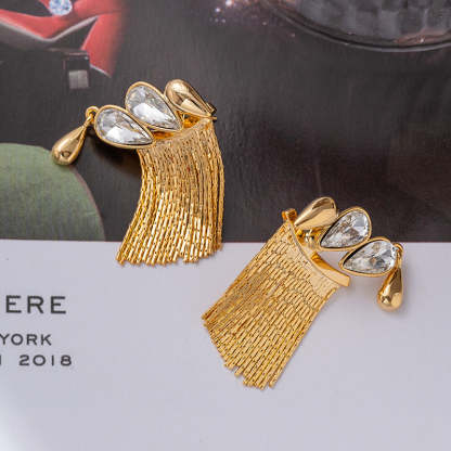 Tassel earrings for women light luxury cold style high-end water drop earrings detachable fashionable temperament 925 silver needle earrings-Mix MIx Style