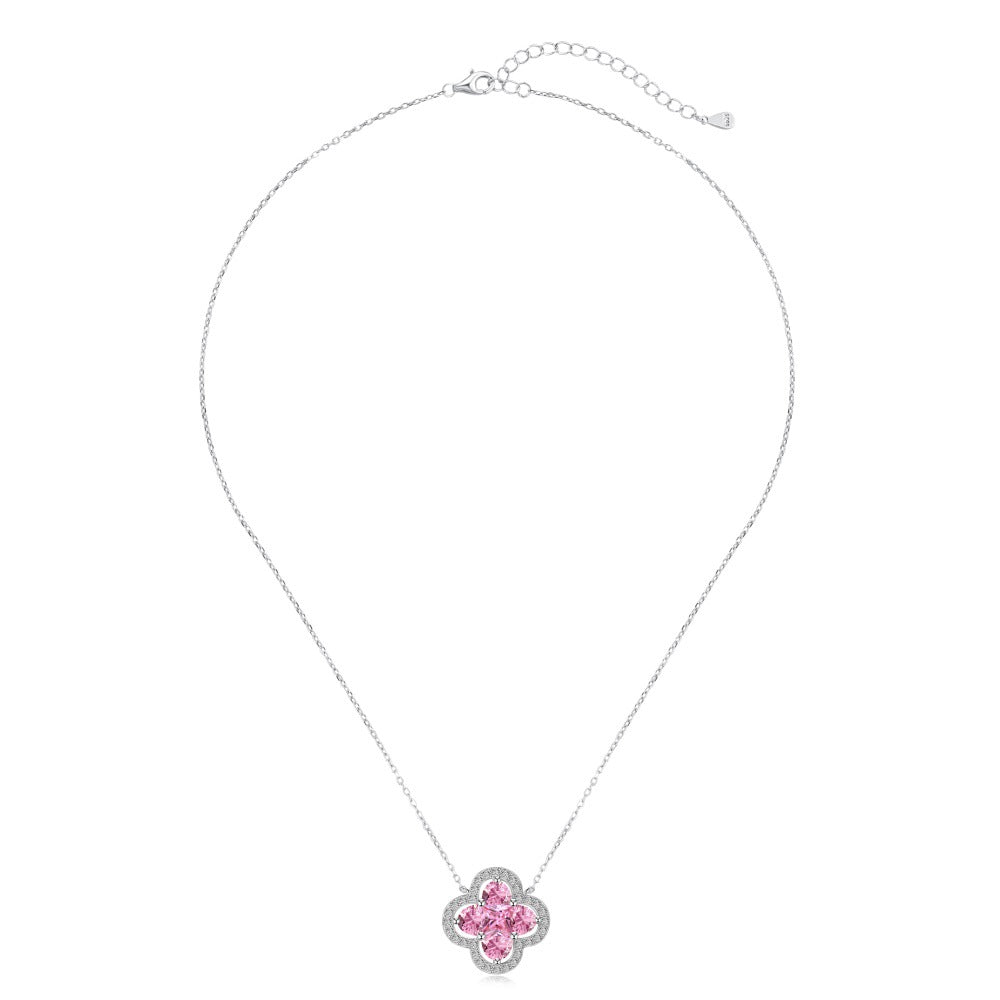 18k White Gold Plated Four-Leaf Clover Cecklace  Moissanite Jewelry-Mix MIx Style