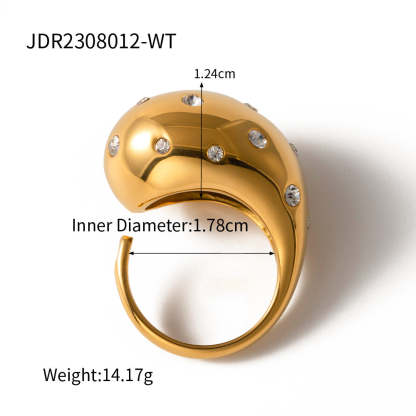 INS Internet celebrity trend 18K gold exaggerated version stainless steel open ring European and American light luxury high-end jewelry wholesale-Mix MIx Style