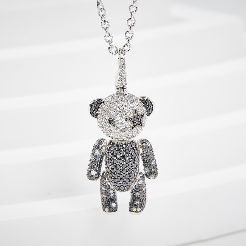 Japanese and Korean new panda necklace 3D three-dimensional limbs movable gold-plated panda pendant medium long bear sweater chain-Mix MIx Style