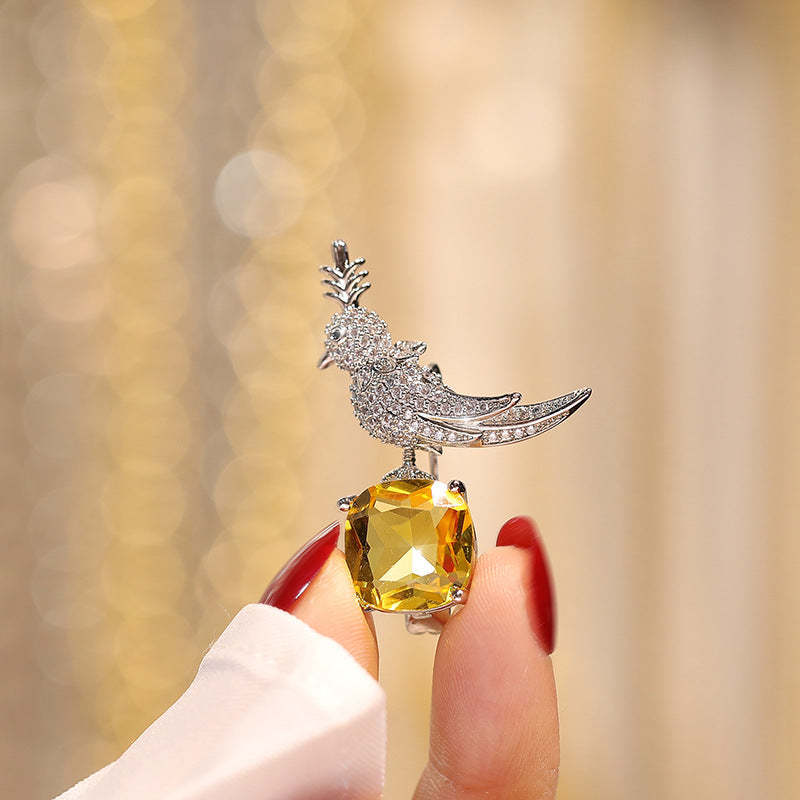 Xiliang Concubine High-grade Copper Inlaid Zircon Bird Brooch Korean Temperament Coat Clothing Accessories Pin Gift Corsage-Mix MIx Style