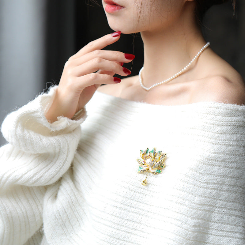 Xiliang Concubine High-end Retro Chinese Style Lotus Brooch Natural Freshwater Pearl Lotus Cheongsam Accessories Pin-Mix MIx Style