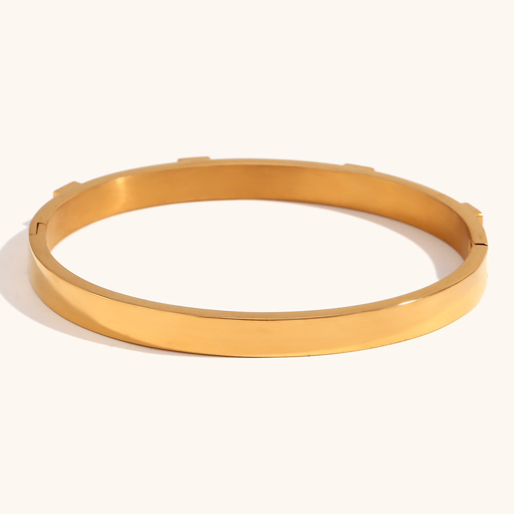 European and American cross-border hot selling square zircon buckle bracelet stainless steel plated 18K gold light luxury versatile bracelet jewelry-Mix MIx Style