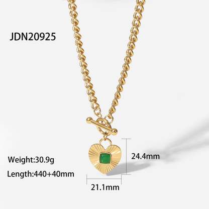 Retro Classic Green Radiant Diamond Pendant Luxury 18k Gold Plated Necklace Earring Bracelet Jewelry Set | Mix Mix Style-Mix MIx Style