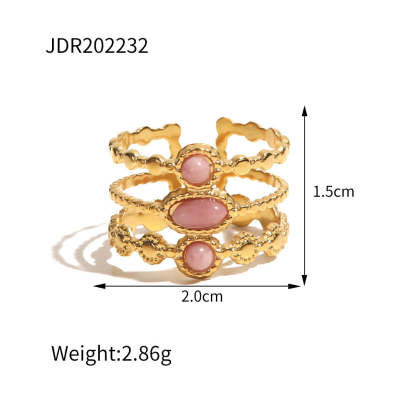 European and American retro stainless steel ring 18k gold plated ring inlaid with malachite jewelry wholesale-Mix MIx Style