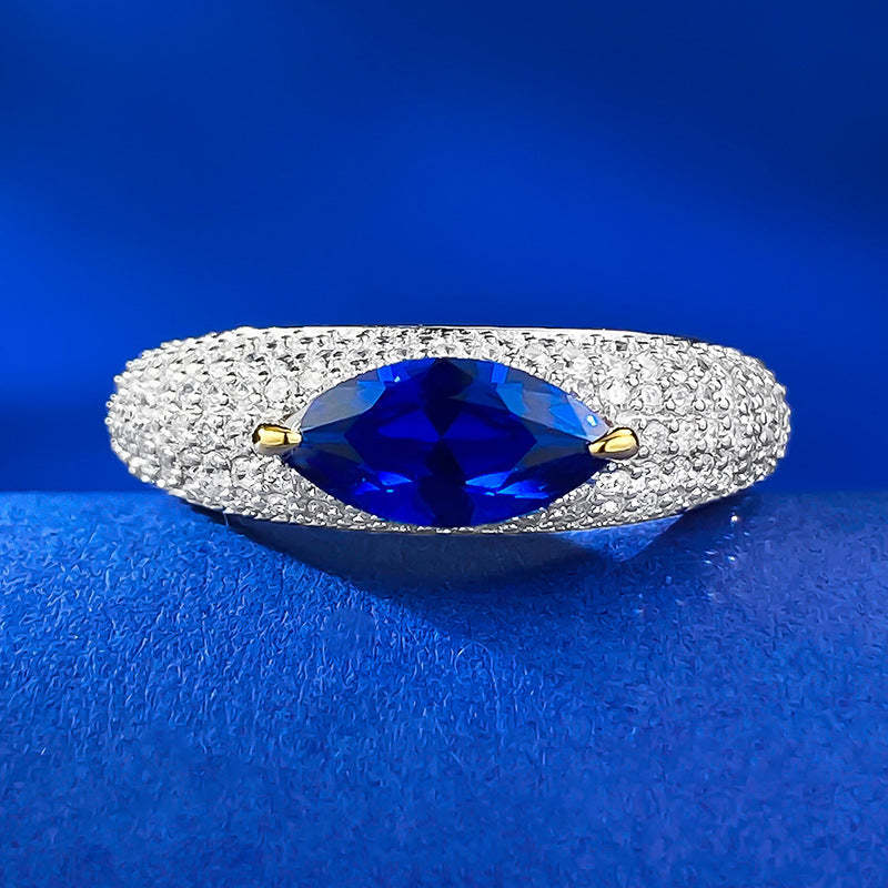 Colorful Green Marquise Cut Moissanite Diamond 18k White Gold Plated Engagement Ring | Mix Mix Style-Mix MIx Style