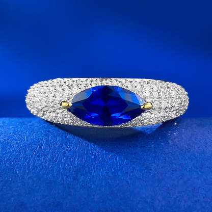 Colorful Green Marquise Cut Moissanite Diamond 18k White Gold Plated Engagement Ring | Mix Mix Style-Mix MIx Style