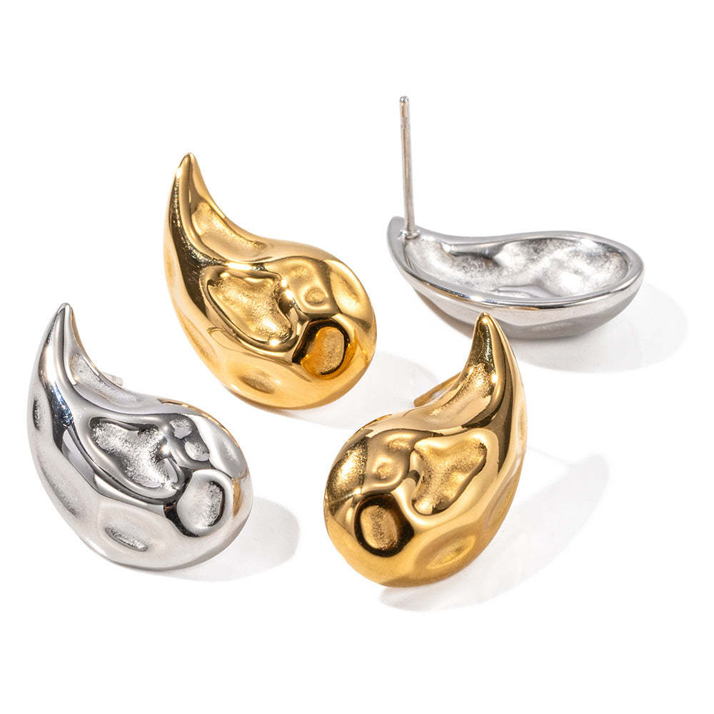 Irregular Drop Shaped Timeless Minimalist 18k Vermeil/White Gold Plated Drop Earrings | Mix Mix Style-Mix MIx Style