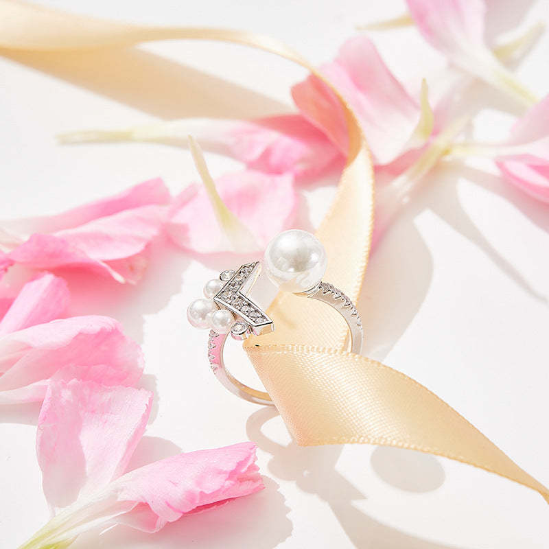 European and American cross-border new crown ring S925 silver gold-plated shell beads French light luxury style star's same style women's ring-Mix MIx Style