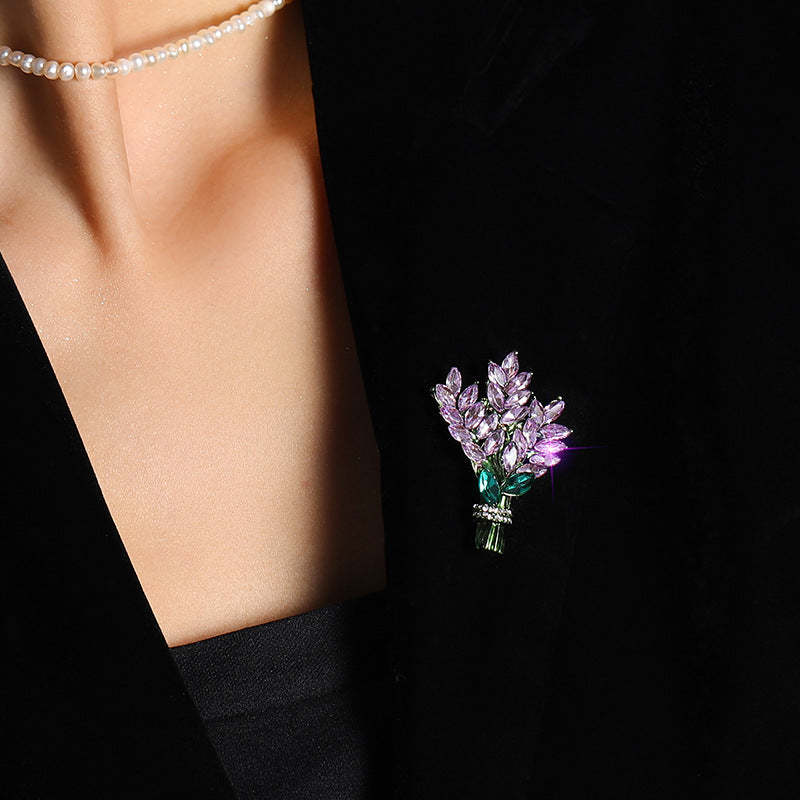 Xiliang Concubine Douyin live broadcast source lavender brooch purple crystal temperament accessories corsage gift pin-Mix MIx Style