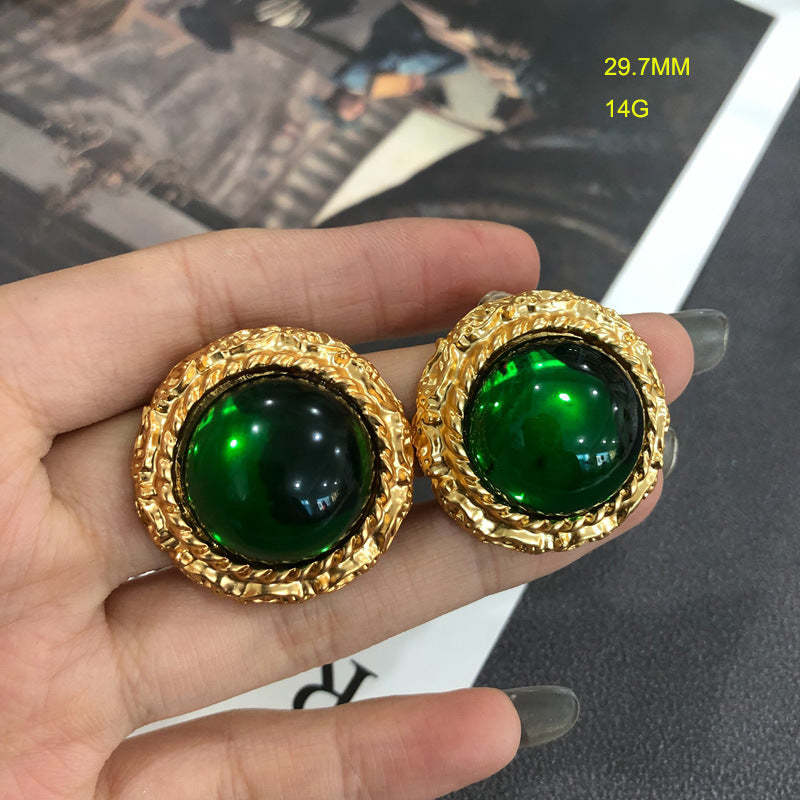 Pink - Red - Green Classic Round Moissanite Diamonds Elegant 18k Vermeil Gold Plated Stud Earrings | Mix Mix Style-Mix MIx Style