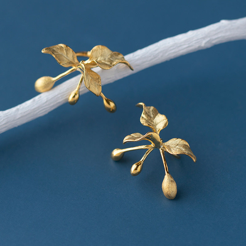 One of the original flower and bird albums, sterling silver S925 beautiful antique flower and grass ear cuff without piercing earrings-Mix MIx Style