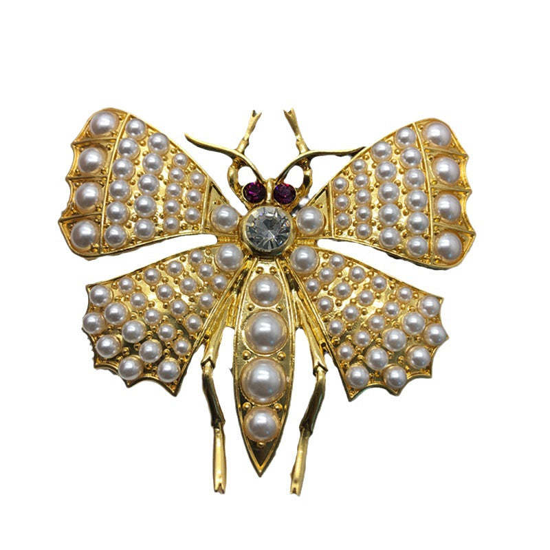 White Golden Butterfly Vintage Multi-layer Pendant Akoya Pearl Diamond Luxury 18k Gold Plated Necklace Earrings Jewelry Set | Mix Mix Style-Mix MIx Style