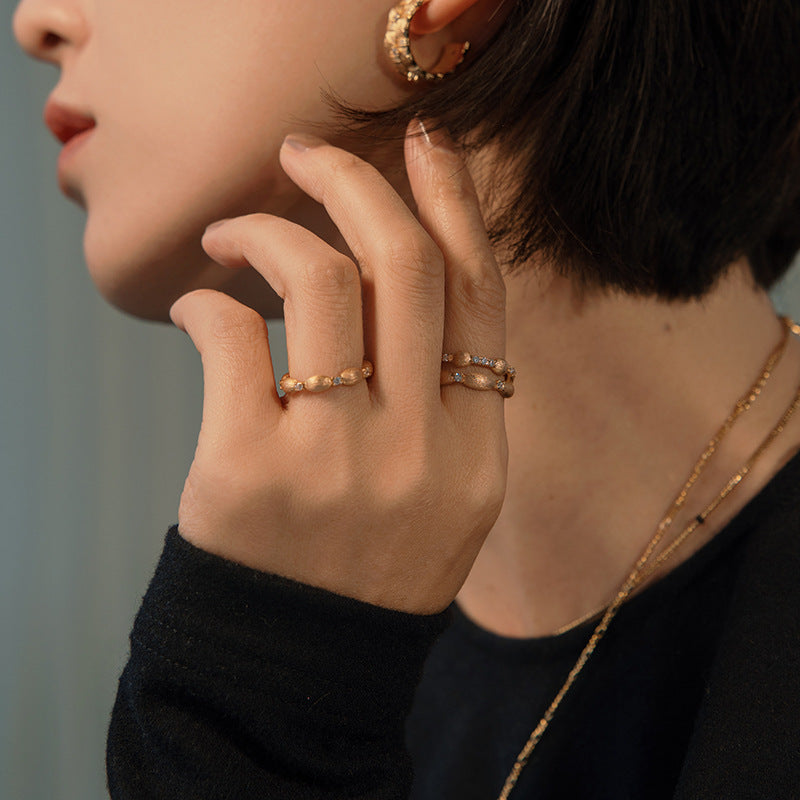 2024 new S925 silver brushed ring light luxury temperament fashion niche sterling silver ring wholesale-Mix MIx Style