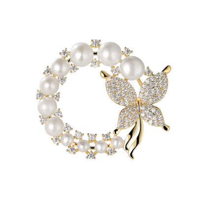 Xiliang Concubine Korean style high-end butterfly brooch round small fragrant style clothing accessories corsage pearl gift pin-Mix MIx Style