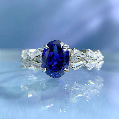 Mujing Jewelry European 2.5ct and American new S925 silver 6*8 aquamarine ring luxury inlaid ladder square ring female-Mix MIx Style