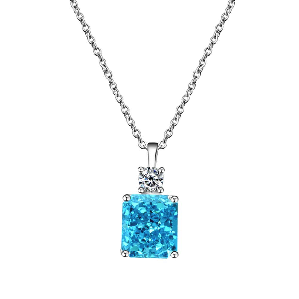 Linlang S925 sterling silver high carbon diamond necklace women's 9*10 ice flower cut perfume pendant clavicle chain cross-border supply-Mix MIx Style