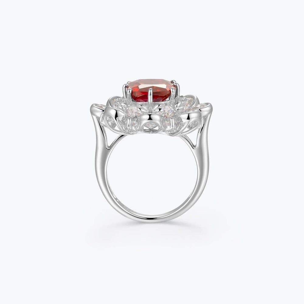 Vibrant Red Radiant Cut Moissanite Diamond Luxury 18k White Gold Engagement Ring | Mix Mix Style-Mix MIx Style